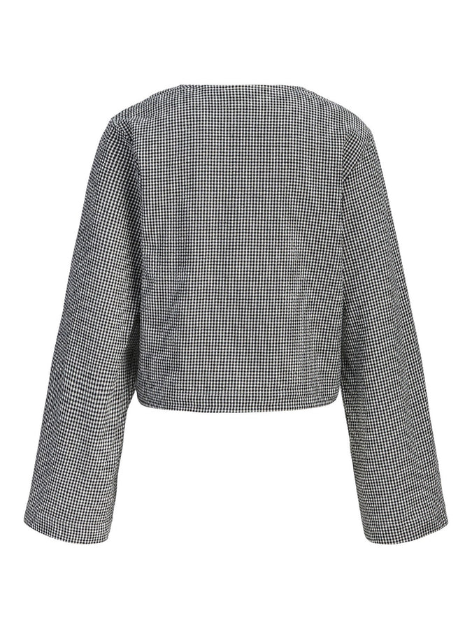 JJXX Zoe Seersucker Long Sleeve Top Spring 2026 | BLACK CHECKS