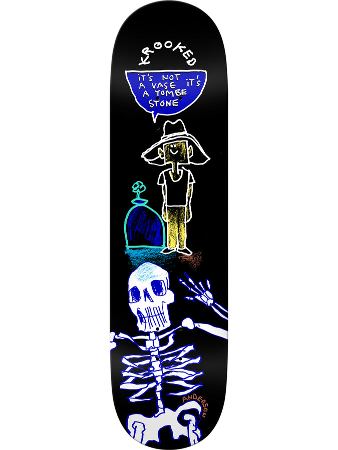 Krooked Manderson Tombe Stone 8.38 Skateboard Deck | BLACK