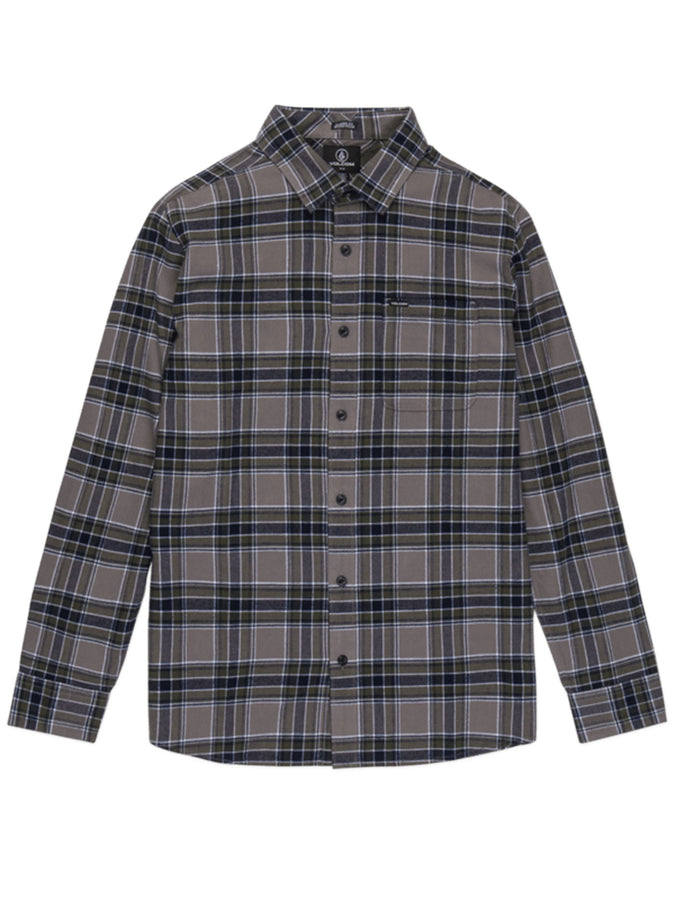 Volcom Caden Plaid Long Sleeve Buttondown Shirt Fall 2026 | PEWTER (PEW)