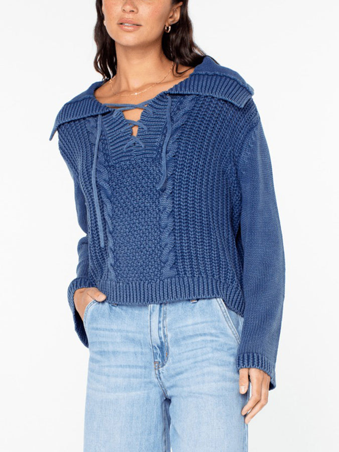 Roxy Far Winds Sweater Fall 2025 | MAZZARINE BLUE SOLID (BMZ)