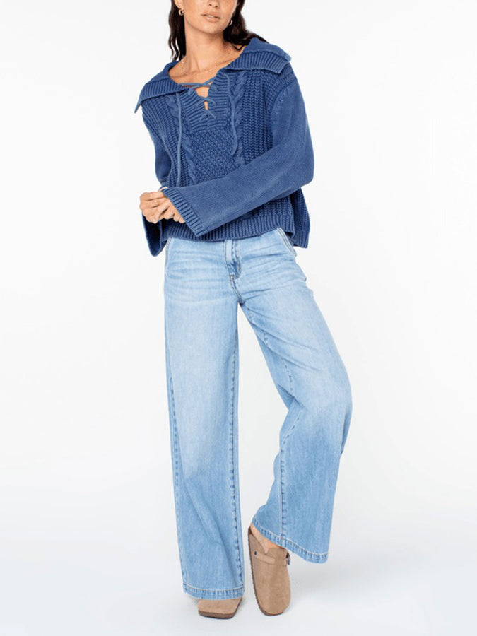 Roxy Far Winds Sweater Fall 2025 | MAZZARINE BLUE SOLID (BMZ)