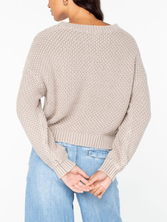 Roxy Around The Way Basket Stitch Sweater Fall 2025 | PUMICE STONE SOLID (CPS)