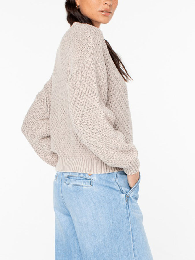 Roxy Around The Way Basket Stitch Sweater Fall 2025 | PUMICE STONE SOLID (CPS)