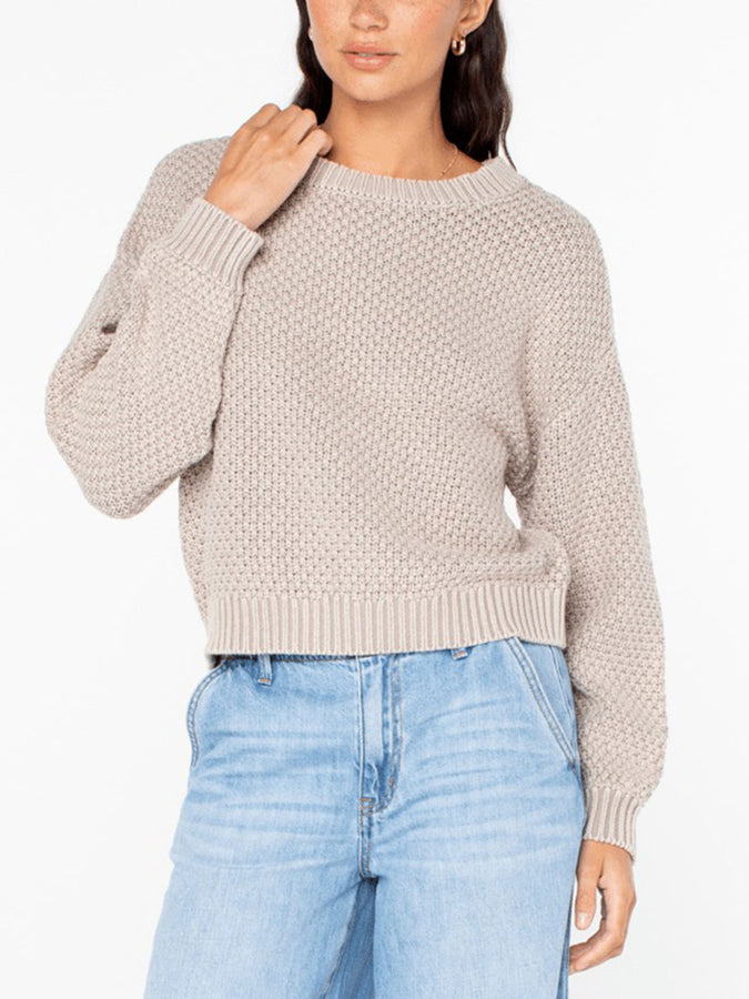 Roxy Around The Way Basket Stitch Sweater Fall 2025 | PUMICE STONE SOLID (CPS)