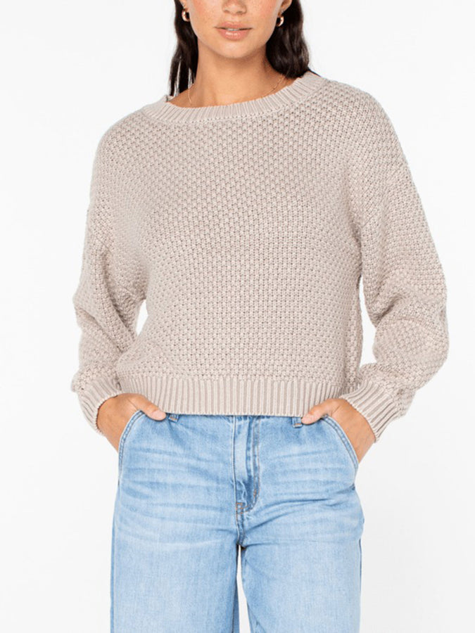 Roxy Around The Way Basket Stitch Sweater Fall 2025 | PUMICE STONE SOLID (CPS)