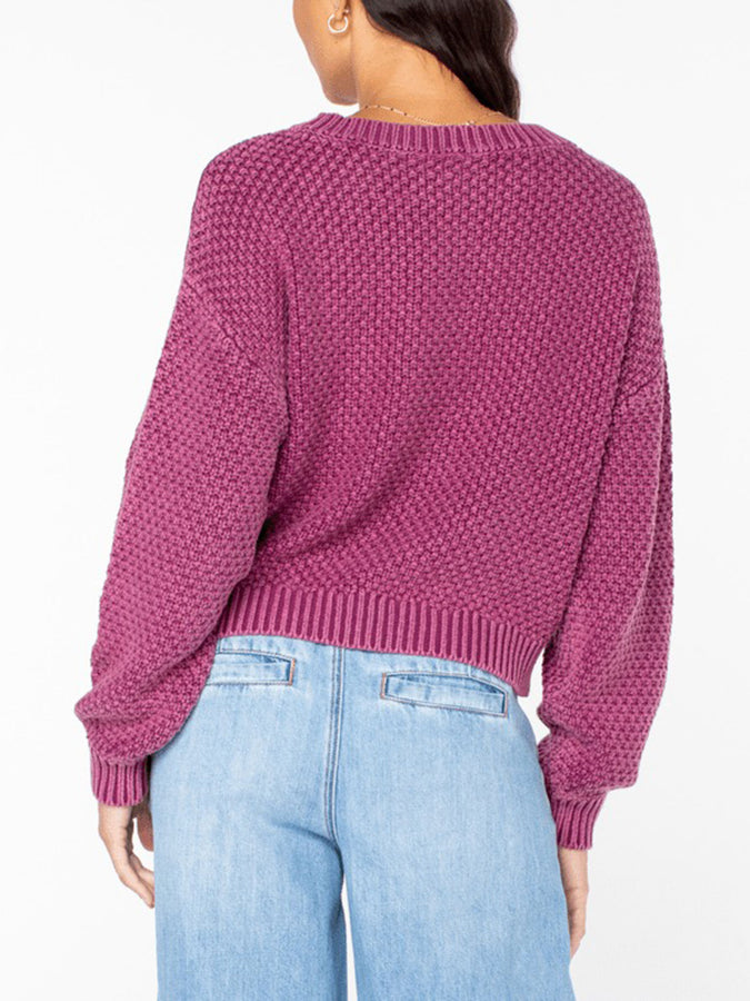 Roxy Around The Way Basket Stitch Sweater Fall 2025 | AMARANTH SOLID (MAM)
