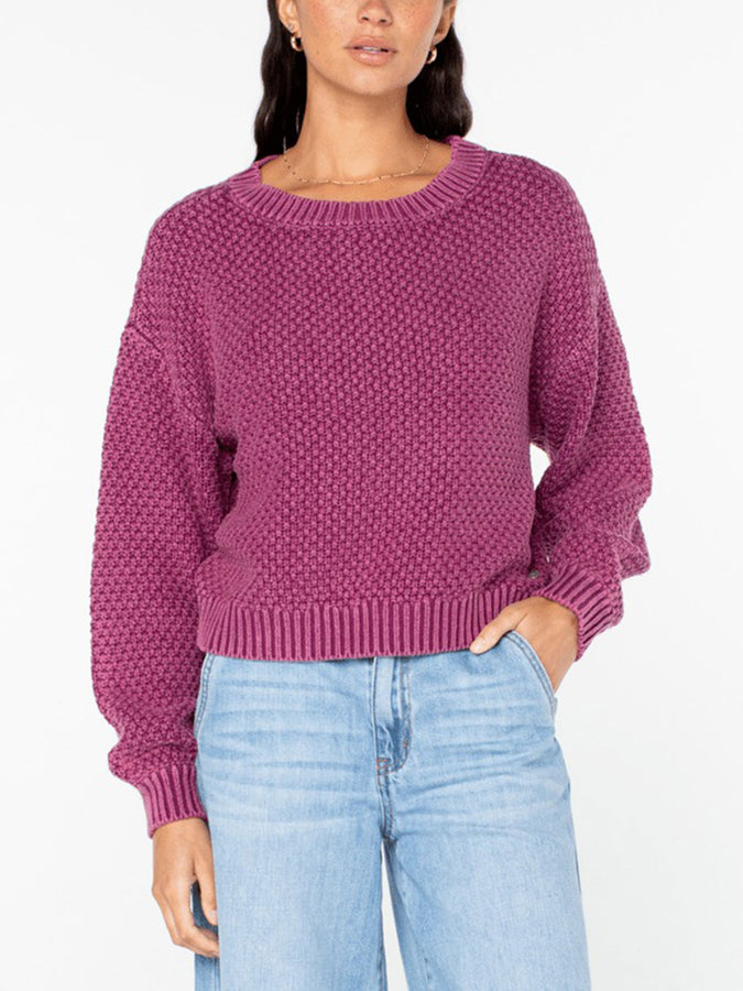 Roxy Around The Way Basket Stitch Sweater Fall 2025 | AMARANTH SOLID (MAM)