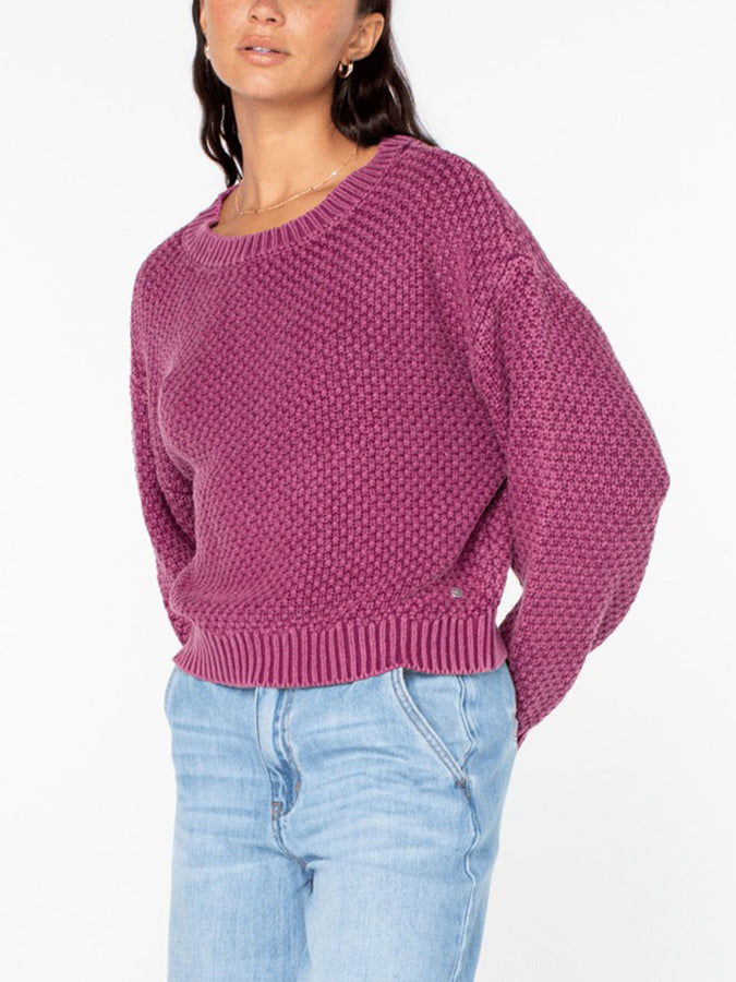 Roxy Around The Way Basket Stitch Sweater Fall 2025 | AMARANTH SOLID (MAM)