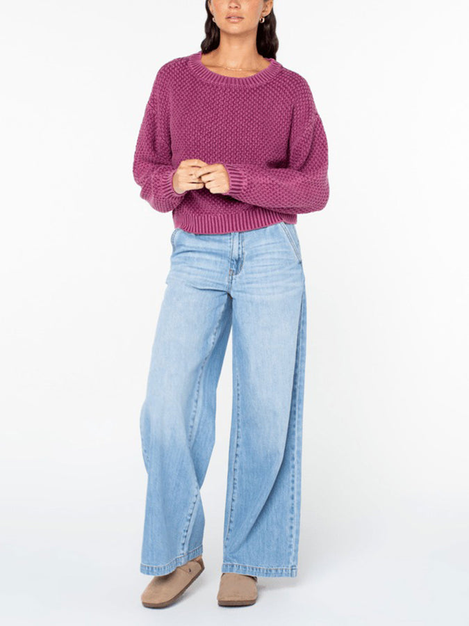 Roxy Around The Way Basket Stitch Sweater Fall 2025 | AMARANTH SOLID (MAM)