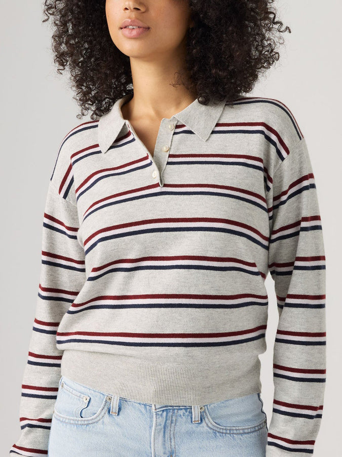 Levis Super Soft Jade Stripe Long Sleeve Polo Fall 2026 | LIGHT GREY HEATHER (0001)