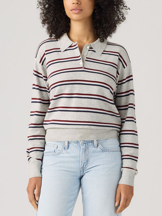 Levis Super Soft Jade Stripe Long Sleeve Polo Fall 2026 | LIGHT GREY HEATHER (0001)