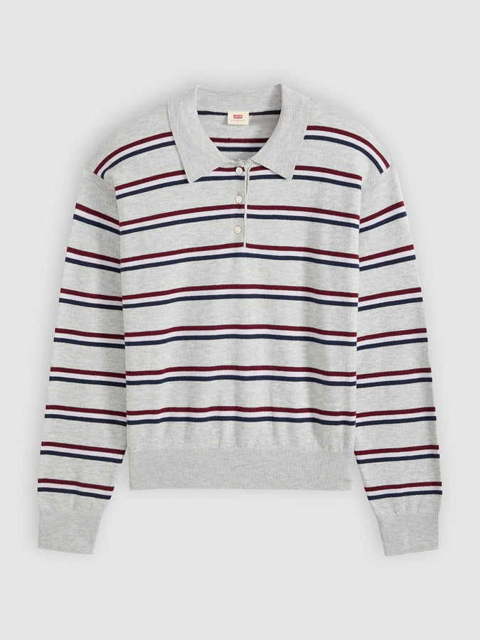 Levis Super Soft Jade Stripe Long Sleeve Polo Fall 2026 | LIGHT GREY HEATHER (0001)