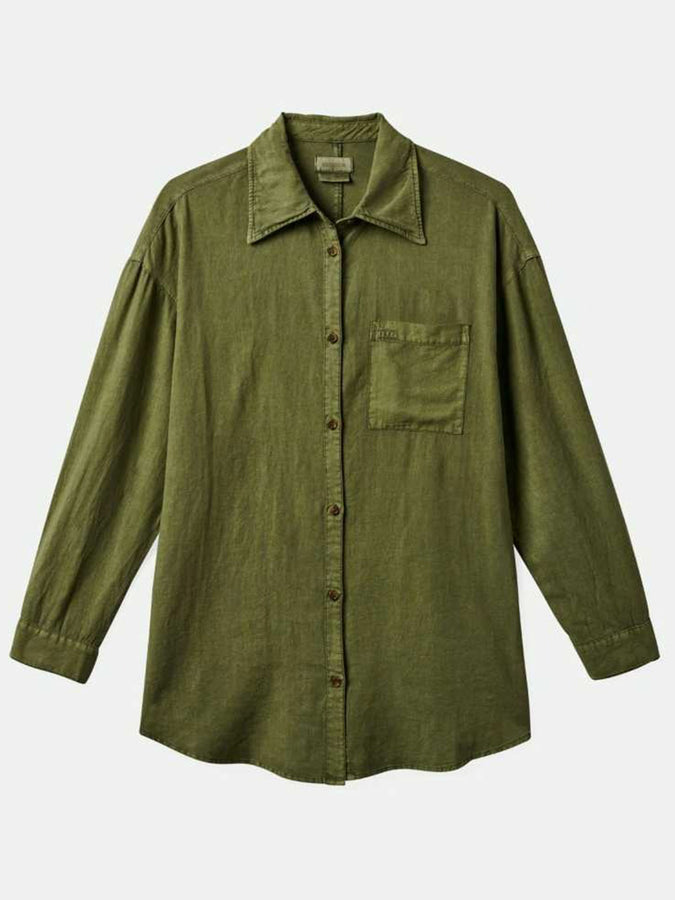 Brixton Vintage Linen Blend Buttondown Shirt Summer 2024 | SEA KELP
