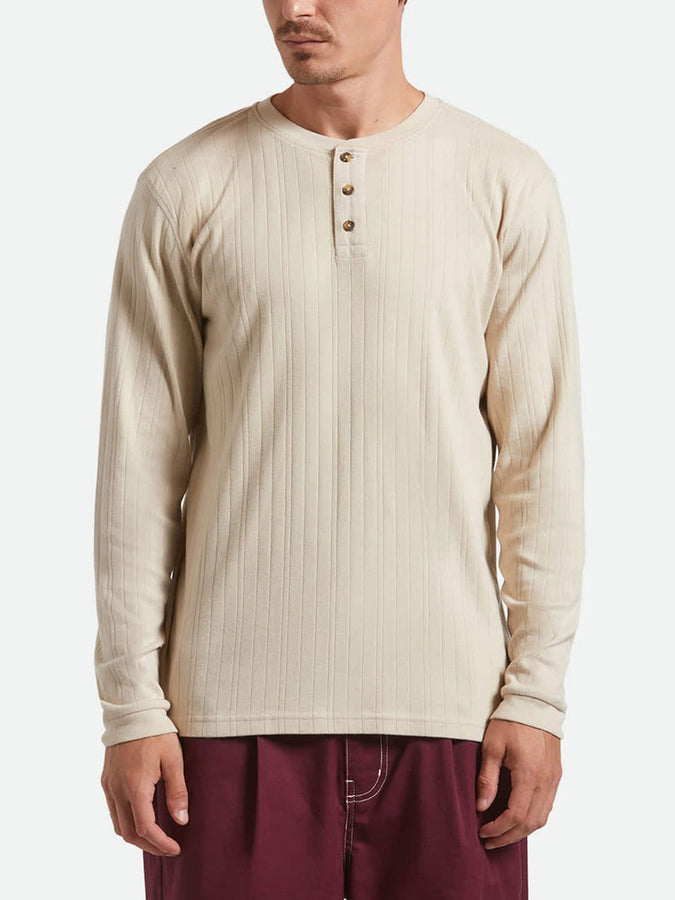 Brixton Vintage Ribbed Henley Long Sleeve T-Shirt Holiday 2025 | BEIGE