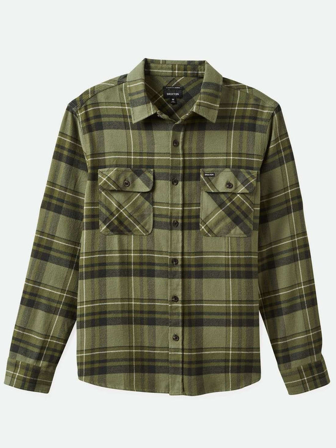 Brixton Bowery Flannel Buttondown Shirt Fall 2024 | VETIVER/LAUREL WREATH/BLK