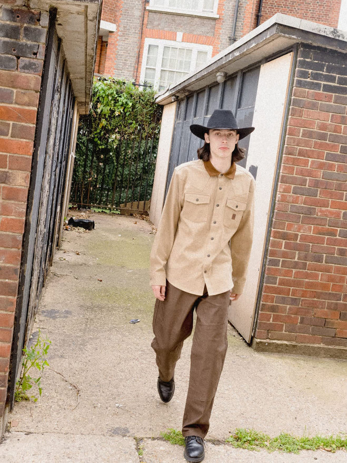 Brixton Bowery Builders Ranch Performance L/S Buttondown Shirt Fall 2026 | KHAKI/BROWN