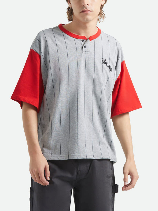 Brixton Boxy Baseball 1/2 Sleeve T-Shirt Spring 2026 | HEATHER GREY/ADRENALINE RUSH