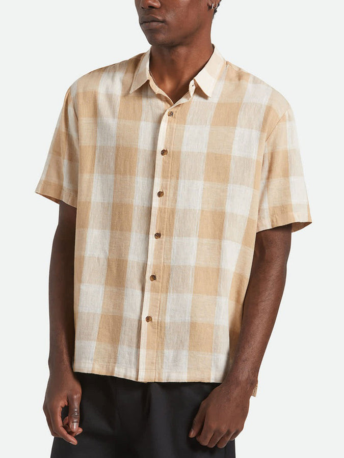 Brixton Cru Linen Blend Short Sleeves Shirt Fall 2025 | OFF WHITE/SAND