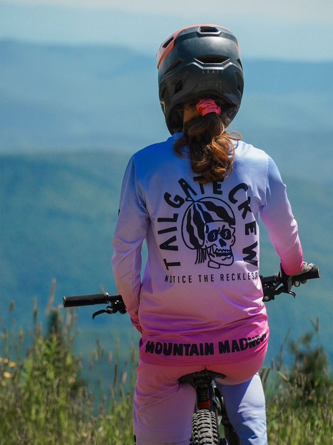 NTR Alpenglow MTB Jersey Long Sleeve T-Shirt Spring 2026 | FUSCHIA/SKY BLUE
