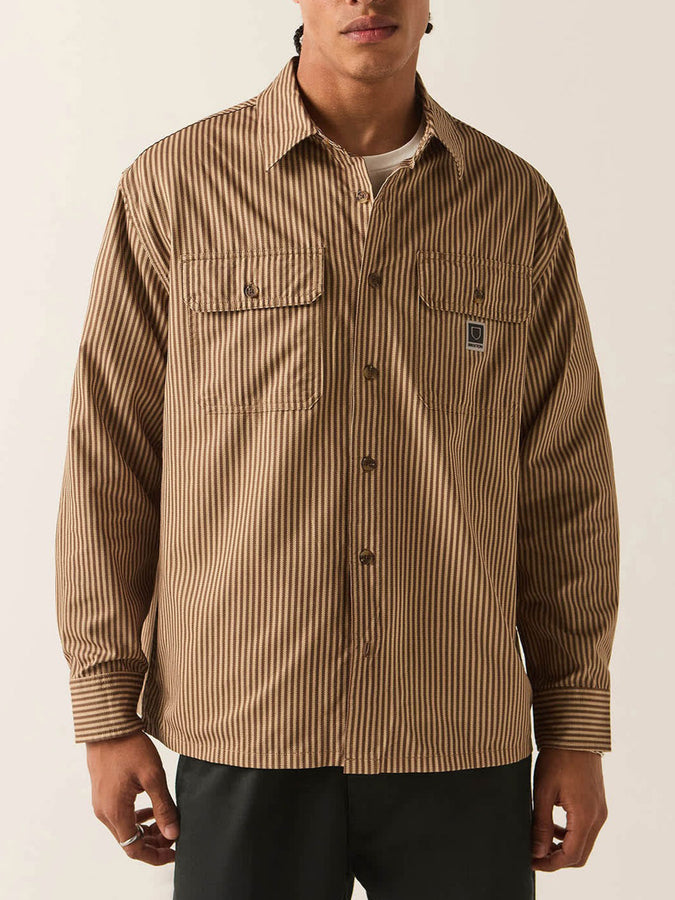 Brixton Journey Long Sleeve Buttondown Shirt Holiday 2026 | BROWN/SAND