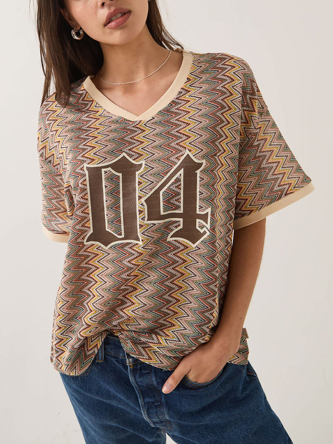 Brixton Football Oversized Mesh Jersey T-Shirt Fall 2026 | MULTI COLOR ZIGZAG