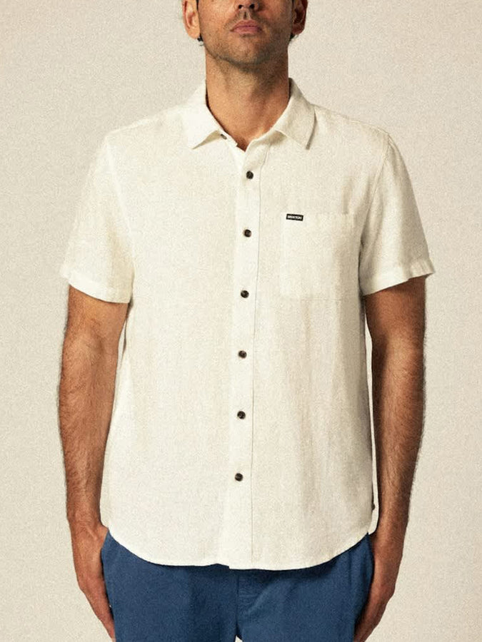 Brixton Charter Cotton Linen Blend Buttondown Shirt 2025 | EGRET WHITE