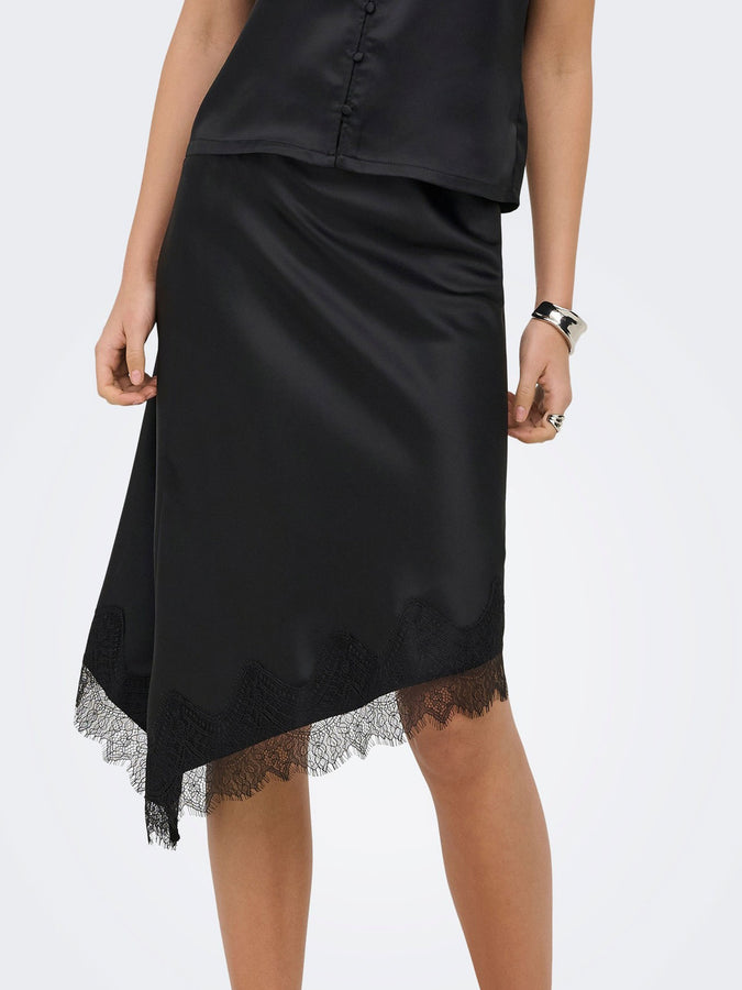 Only Faraya Satin Lace Skirt Summer 2026 | BLACK