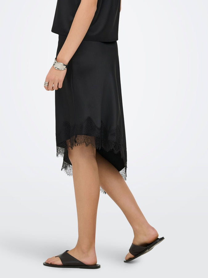 Only Faraya Satin Lace Skirt Summer 2026 | BLACK