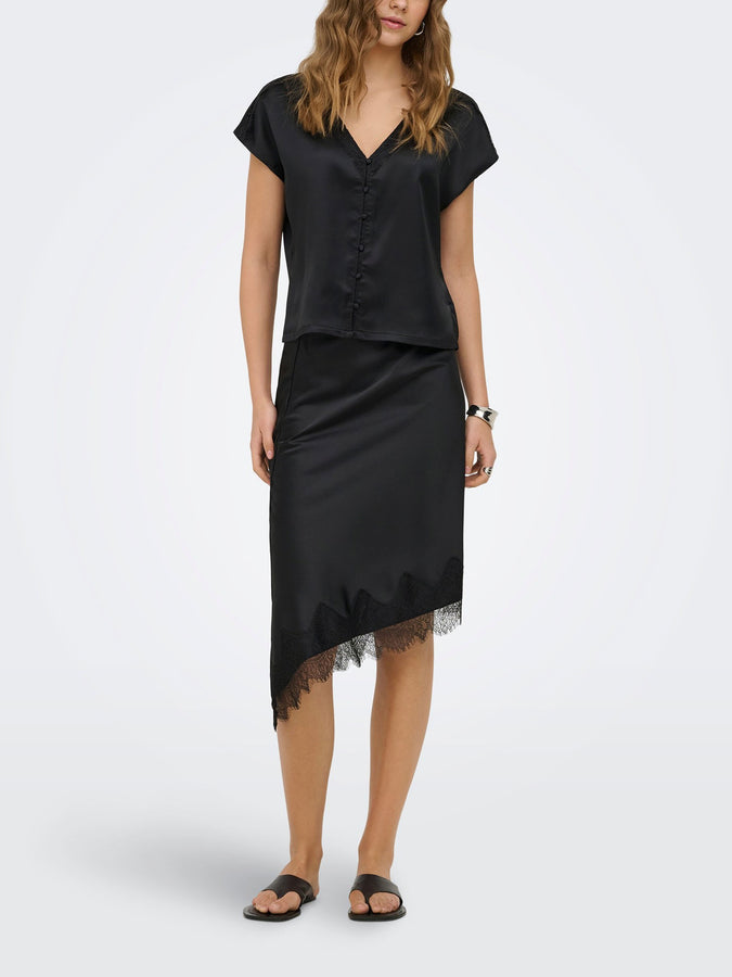 Only Faraya Satin Lace Skirt Summer 2026 | BLACK