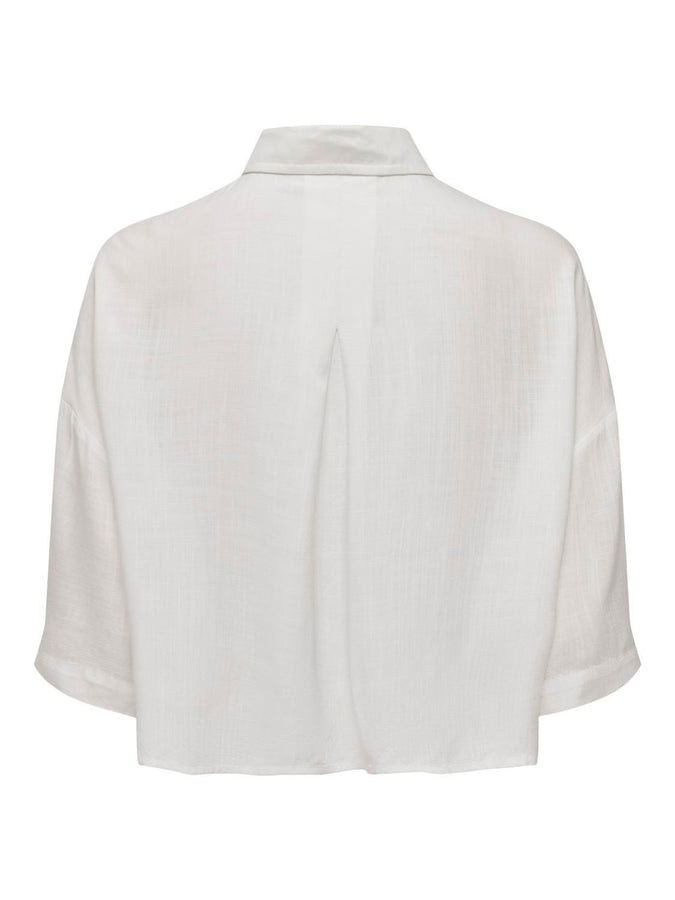 Only Summer 2024 Astrid Life Crop Short Sleeve Buttondown Shirt | CLOUD DANCER