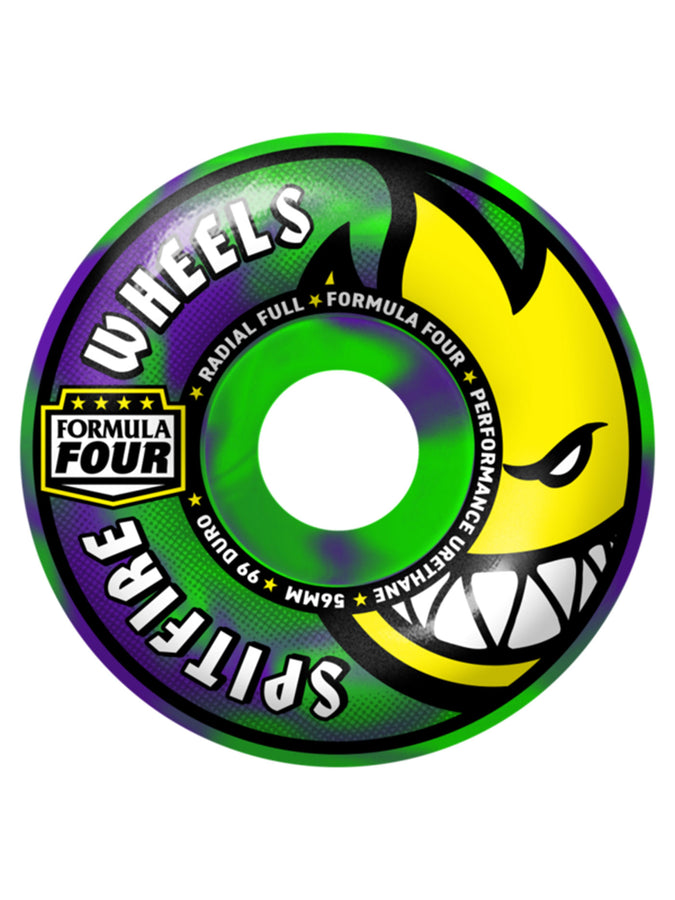 Spitfire F4 Radial Full Colors 56mm Skateboard Wheels Spring 2026 | NEON GREEN/PURPLE