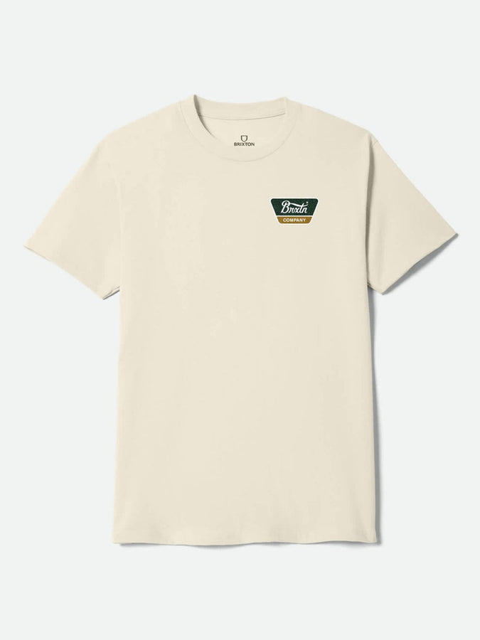 Brixton Linwood T-Shirt Spring 2026 | CREAM/DARK GREEN/METAL BRONZE