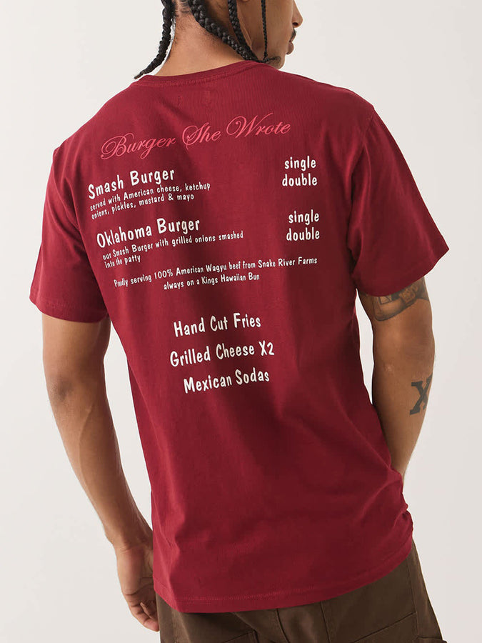 Brixton Burger She Wrote Pocket T-Shirt Fall 2026 | BURGUNDY