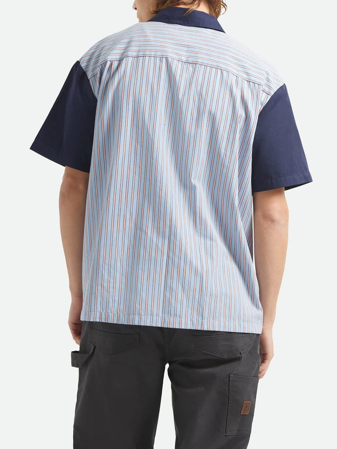 Brixton Builders Olson Short Sleeve Buttondown Shirt Spring 2026 | BLUE AURA STRIPE