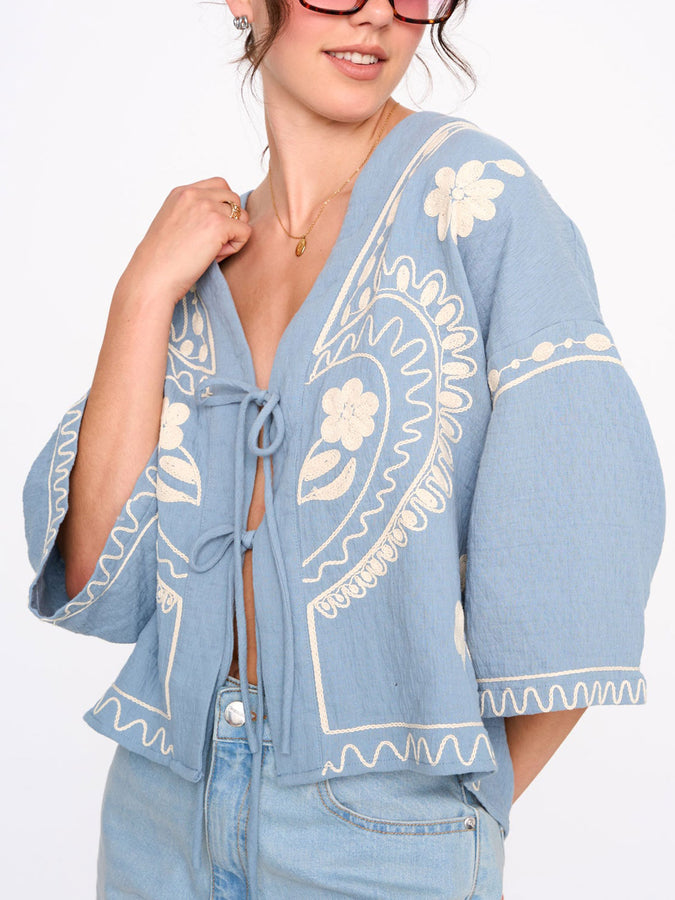24 Colours Blue Long Sleeve Top Spring 2026 | BLUE