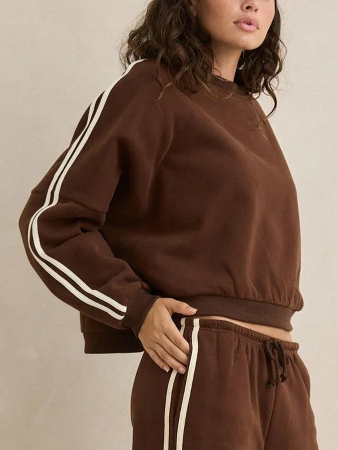 Rhythm Contrast Crewneck Sweatshirt Spring 2026 | BROWN
