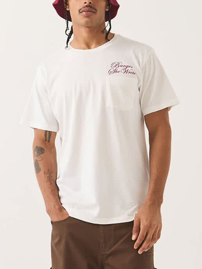 Brixton Burger She Wrote Pocket T-Shirt Fall 2026 | WHITE