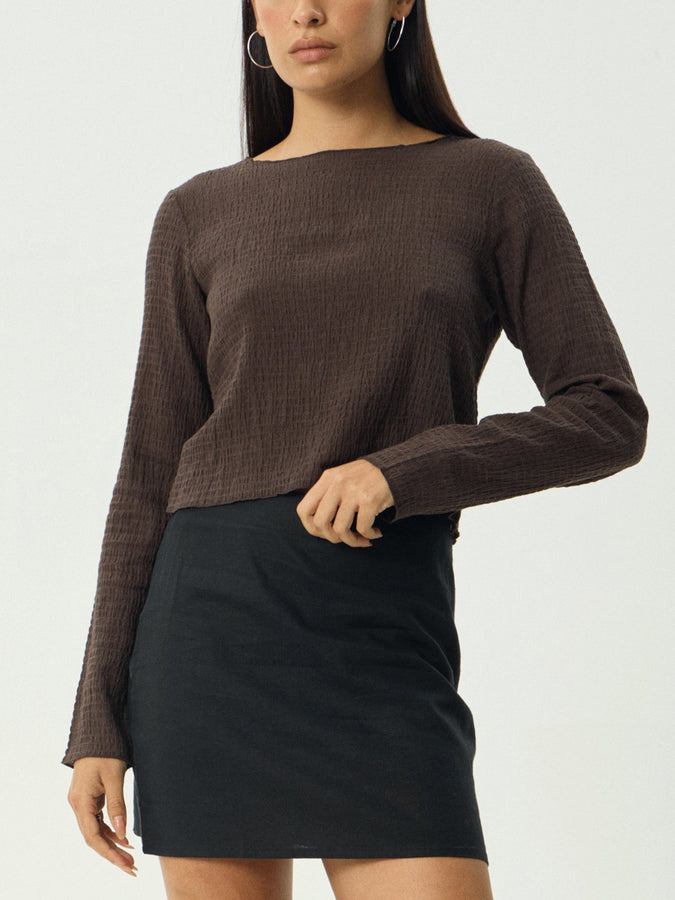 Afends Focus Long Sleeve T-Shirt Fall 2026 | COFFEE
