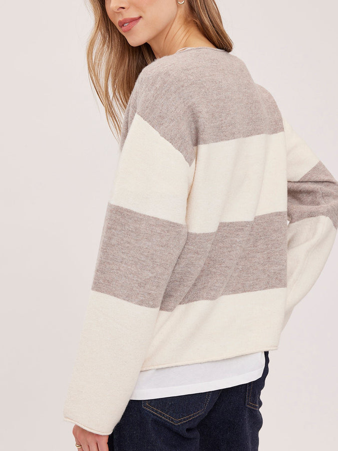 Gentle Fawn Annalise V-Neck Sweater Fall 2026  | LATTE STRIPE