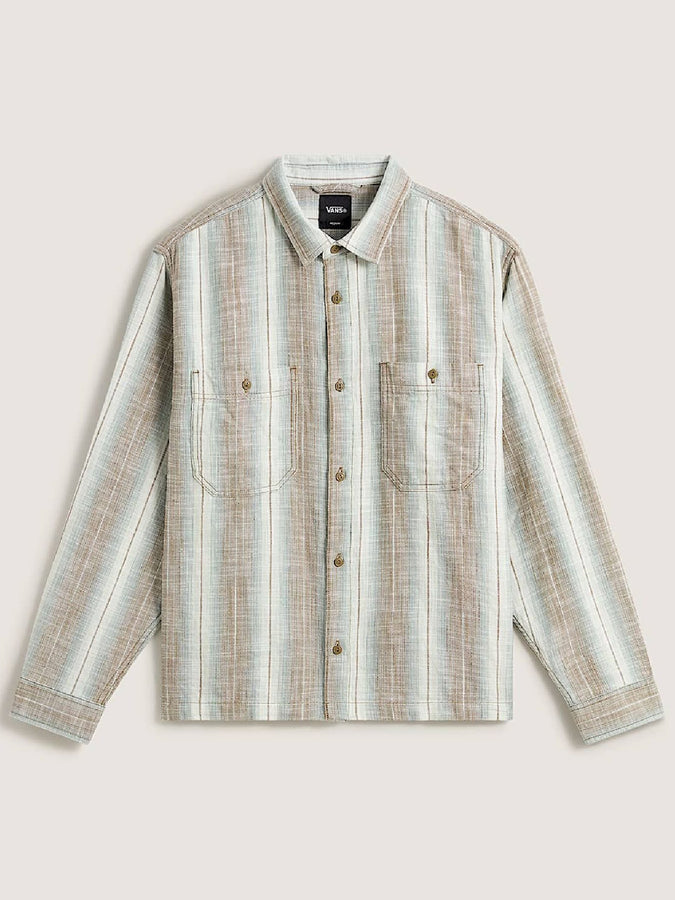 Vans Larkspur Stripe Long Sleeve Buttondown Shirt Fall 2026 | OLIVE BROWN (OVB)