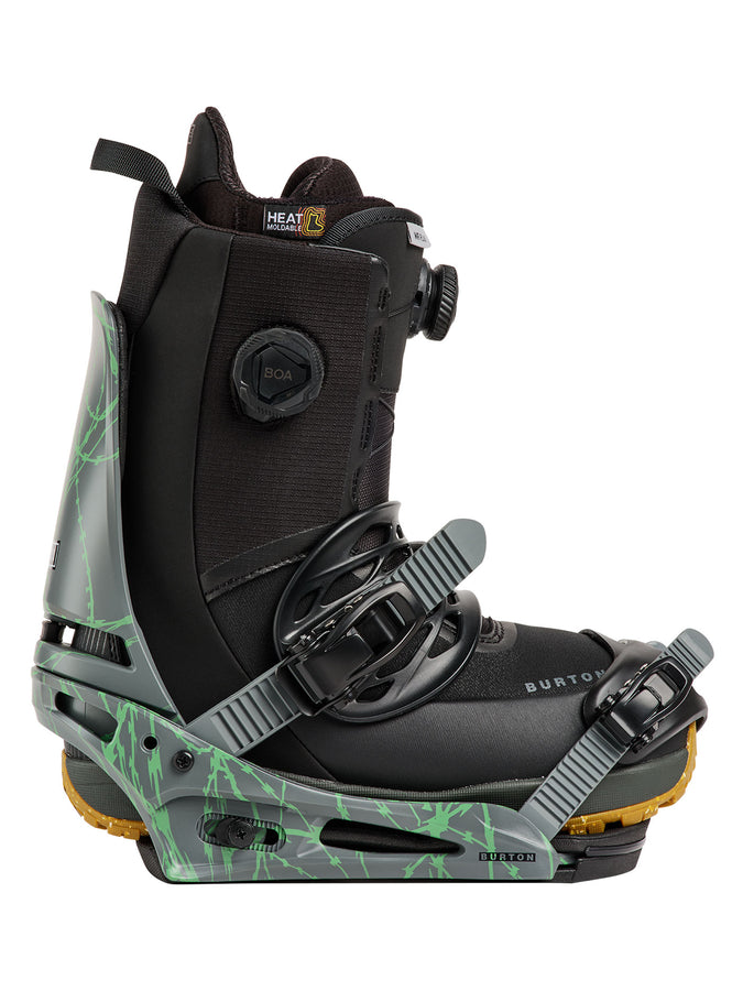 Burton Cartel Reflex Snowboard Bindings 2027 | GRAY/GREEN VOLTAGE (E7W)