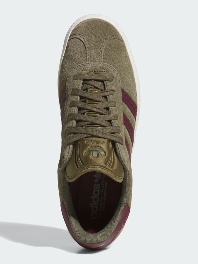 Adidas Gazelle ADV Olive Strata/Maroon/Chalk White Shoes Spring 2026 | OLIVE STRATA/MAROON/CHALK WHT