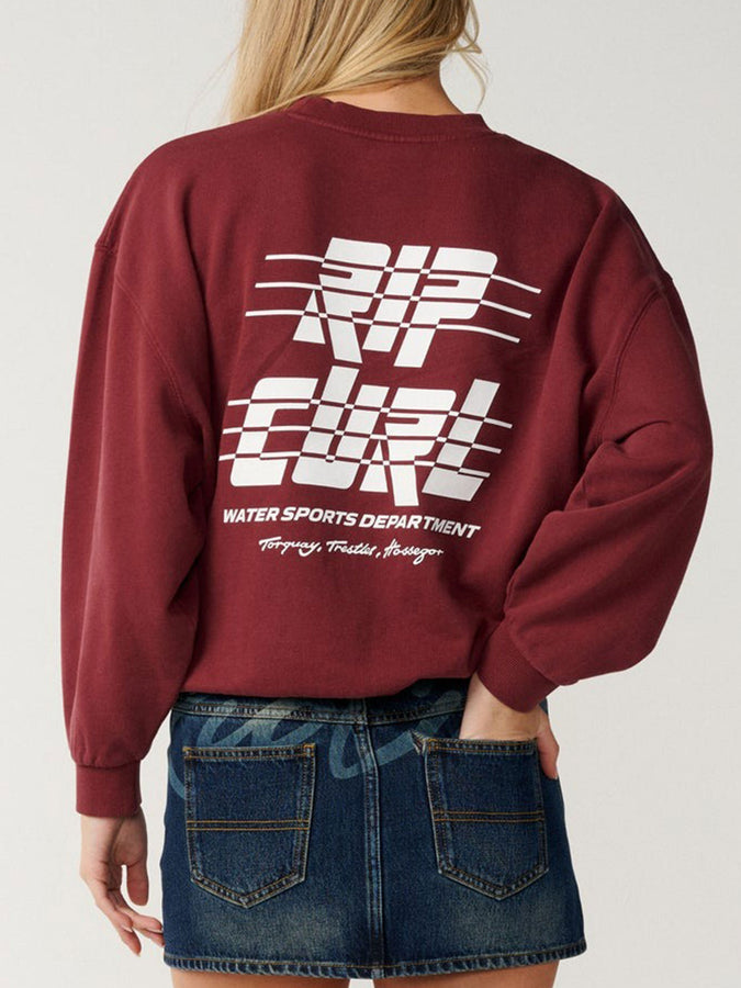 Rip Curl Sports Dept Drop Shoulder Crewneck Sweatshirt Fall 2026 | DARK PLUM (2924)