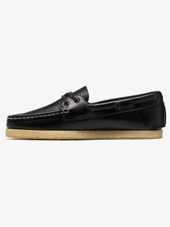 Clarks Godney Boat Black Leather Shoes Fall 2026 | BLACK LEATHER