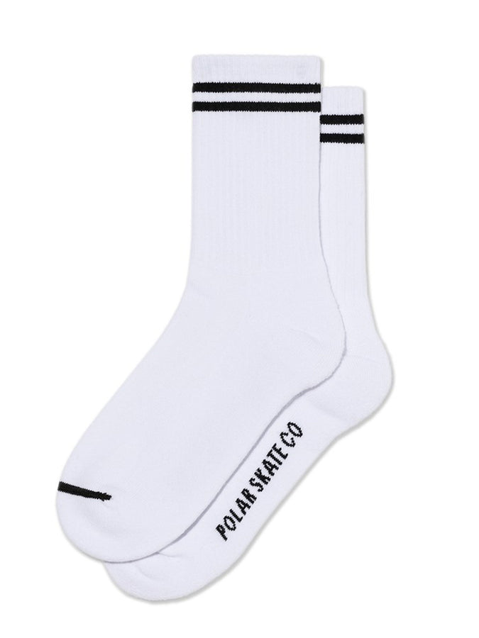 Polar Skate Co 2 Stripes Socks | WHITE/BLACK