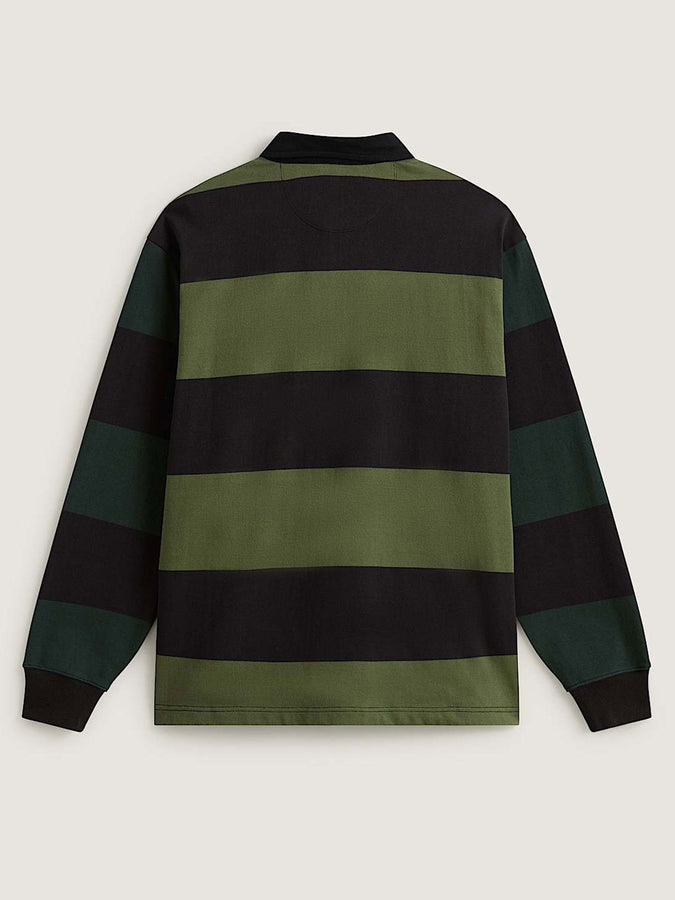 Vans 2-Tone Stripe Ward Rugby Long Sleeve Polo Fall 2026 | BLACK/GREEN BALSAM (HU4)