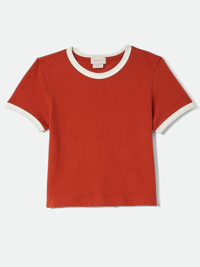 Brixton Carefree Organic Garment Dye Ringer T-Shirt Fall 2026 | RUST/OFF WHITE