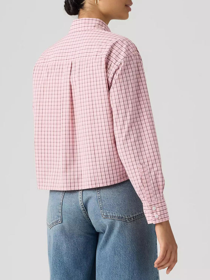 Levis Cropped Harlie Almeta Plaid Powder Pink Long Sleeve Buttondown Shirt Fall 2026 | POWDER PINK (0013)