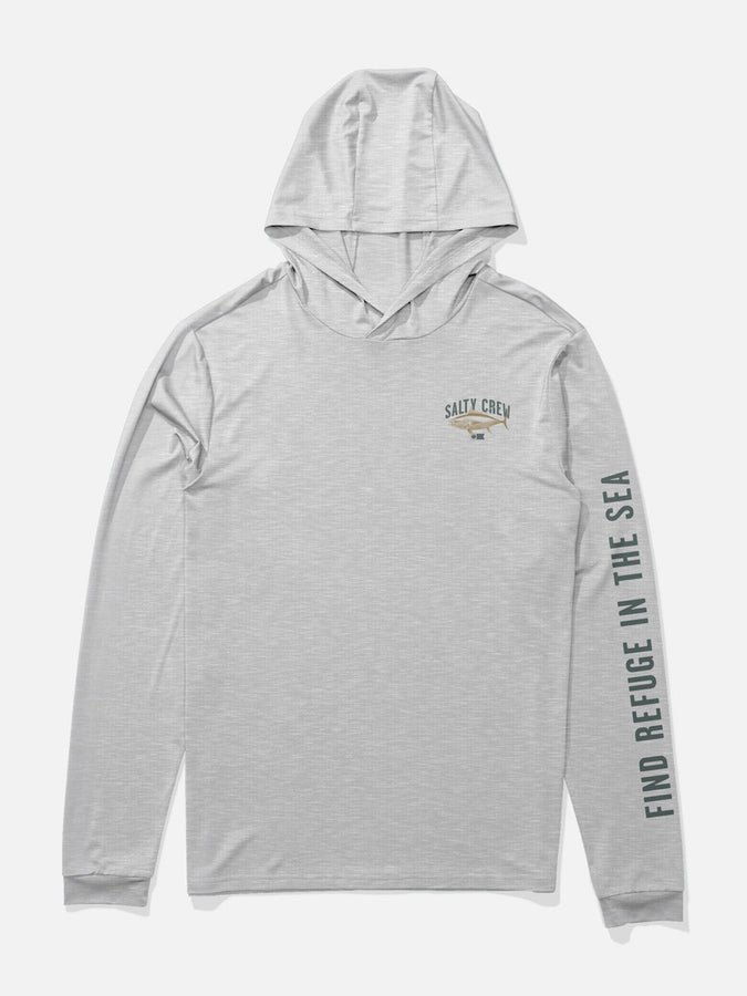 Salty Crew Bitmap Hood Long Sleeve Rashguard | GREY HEATHER