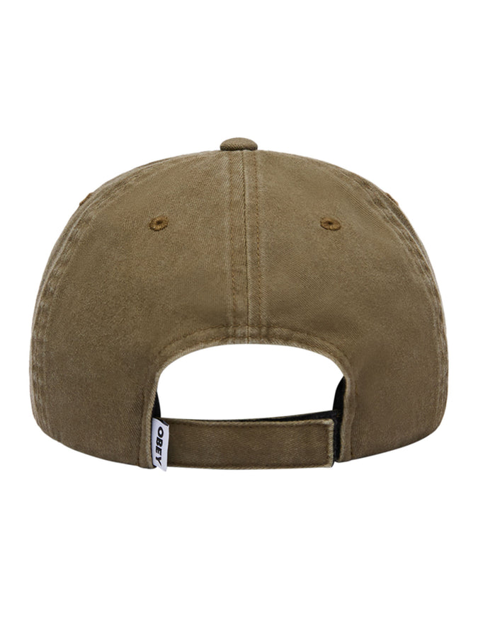 Obey Pigment Obey Label 6 Panel Strapback Hat | PIGMENT OLIVE (OLV)